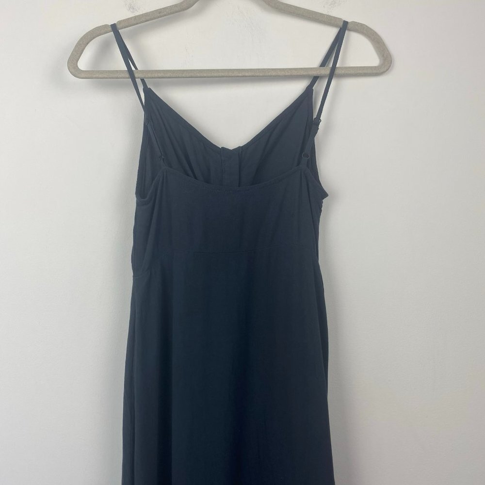 TOPSHOP Blue‎ Gray Grey Keyhole Knotted Midi Dress Linen Blend US 4 - Picture 10 of 12